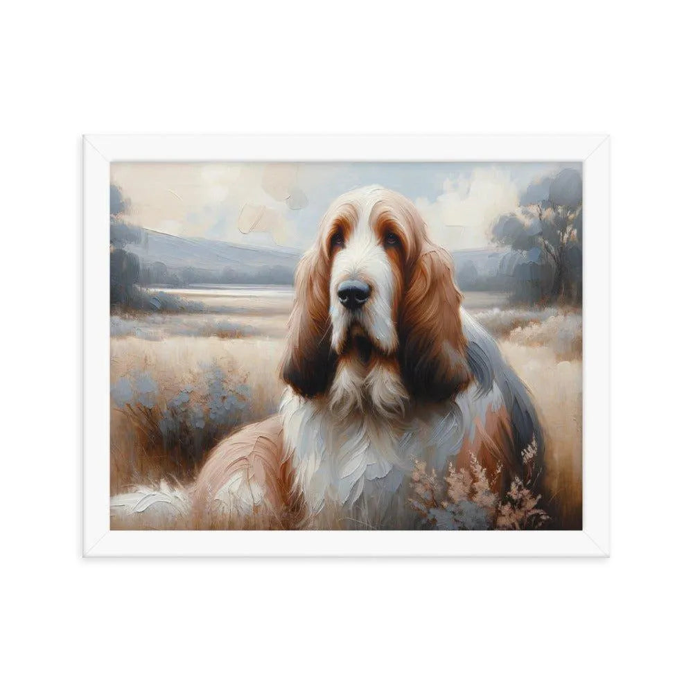 Basset Griffon Vendeen in Peaceful Landscape Painting Framed Poster - Oh Posters