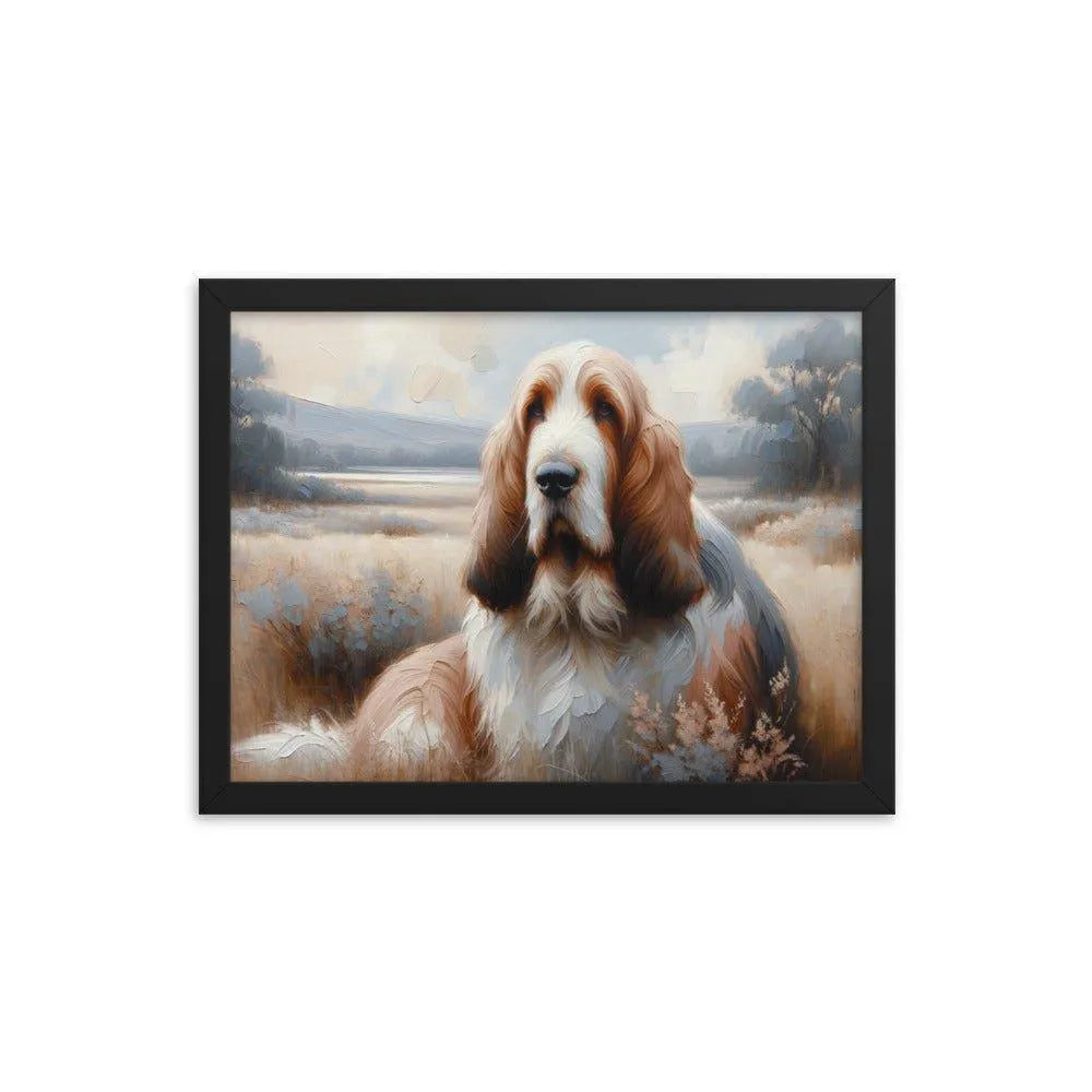 Basset Griffon Vendeen in Peaceful Landscape Painting Framed Poster - Oh Posters