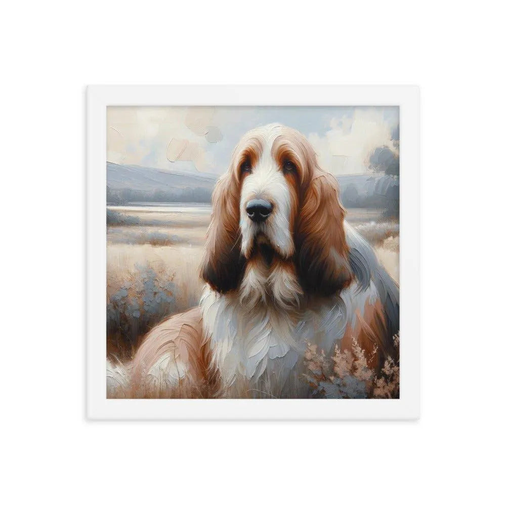 Basset Griffon Vendeen in Peaceful Landscape Painting Framed Poster - Oh Posters