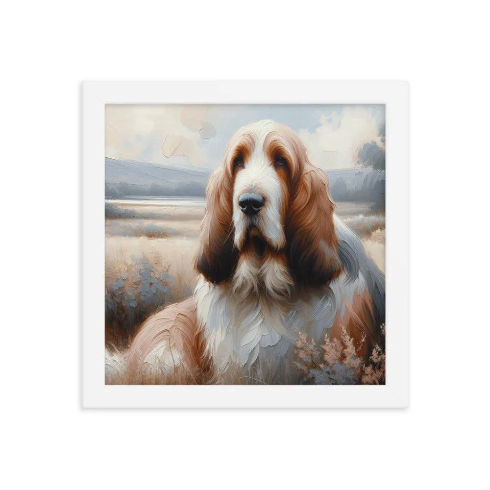 Basset Griffon Vendeen in Peaceful Landscape Painting Framed Poster - Oh Posters