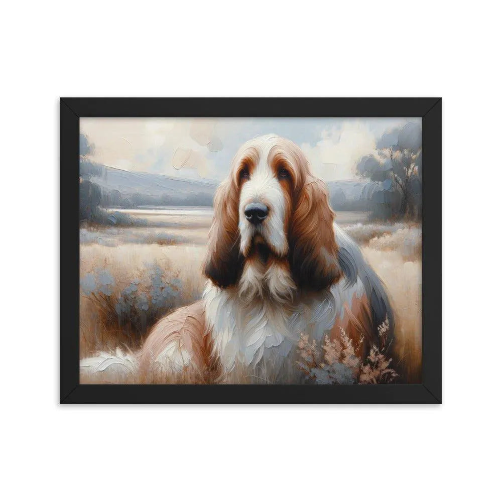 Basset Griffon Vendeen in Peaceful Landscape Painting Framed Poster - Oh Posters