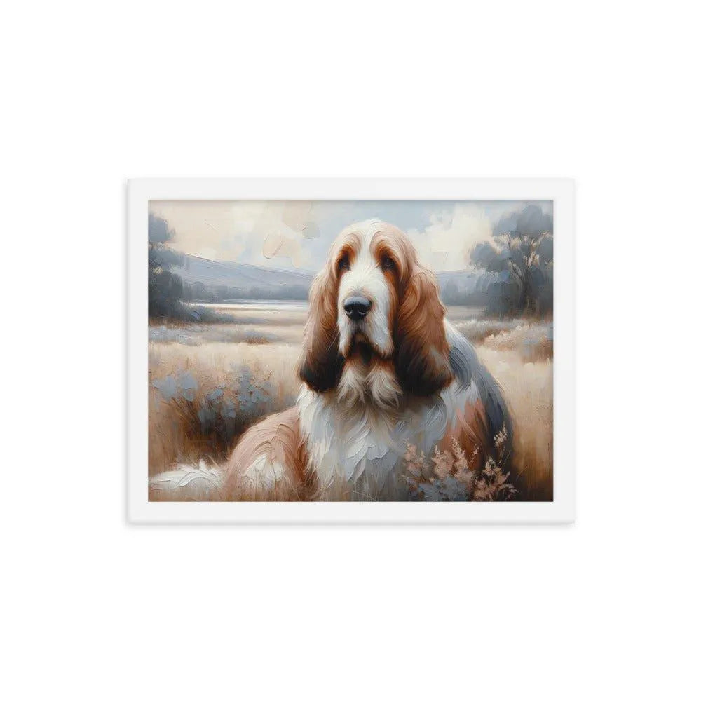 Basset Griffon Vendeen in Peaceful Landscape Painting Framed Poster - Oh Posters