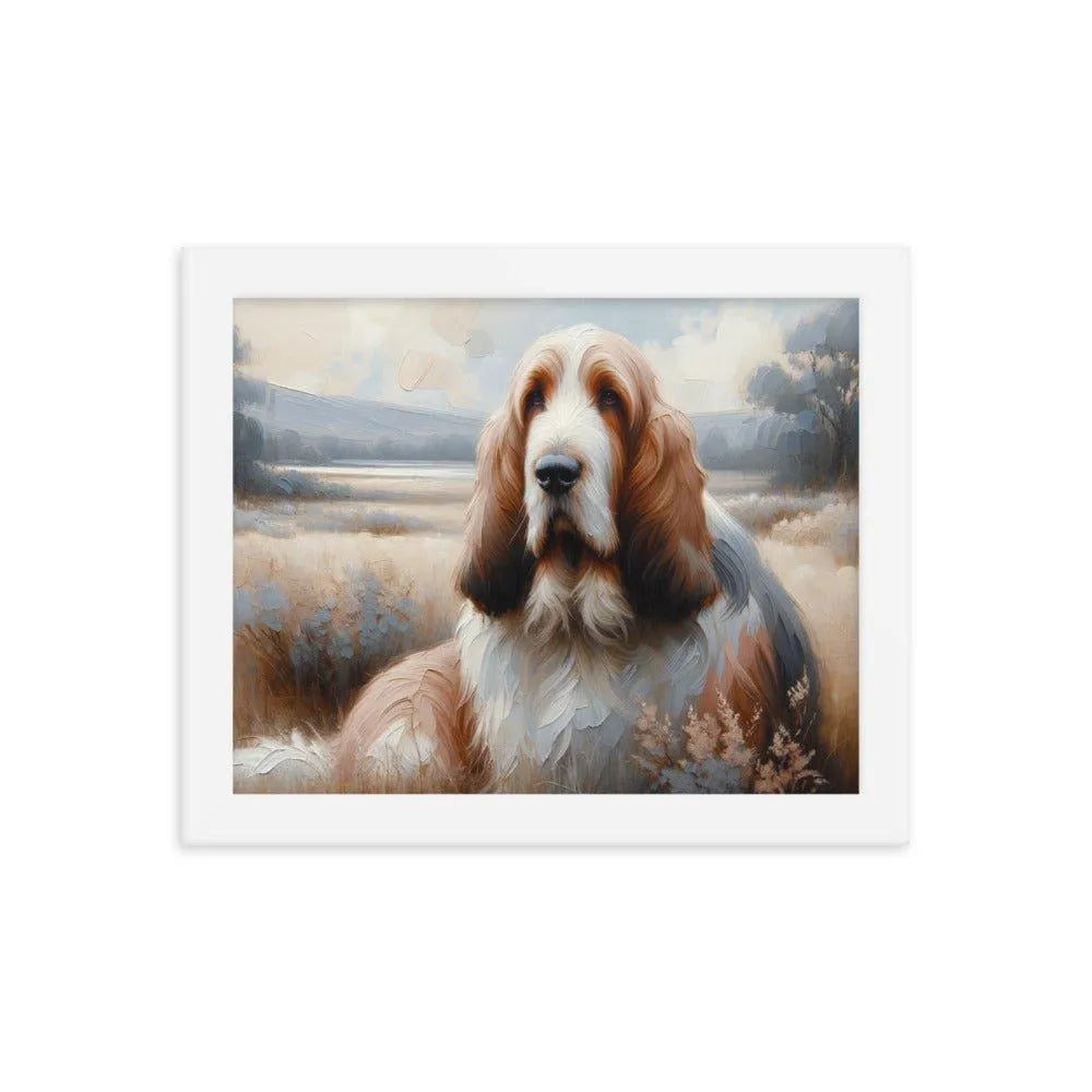 Basset Griffon Vendeen in Peaceful Landscape Painting Framed Poster - Oh Posters