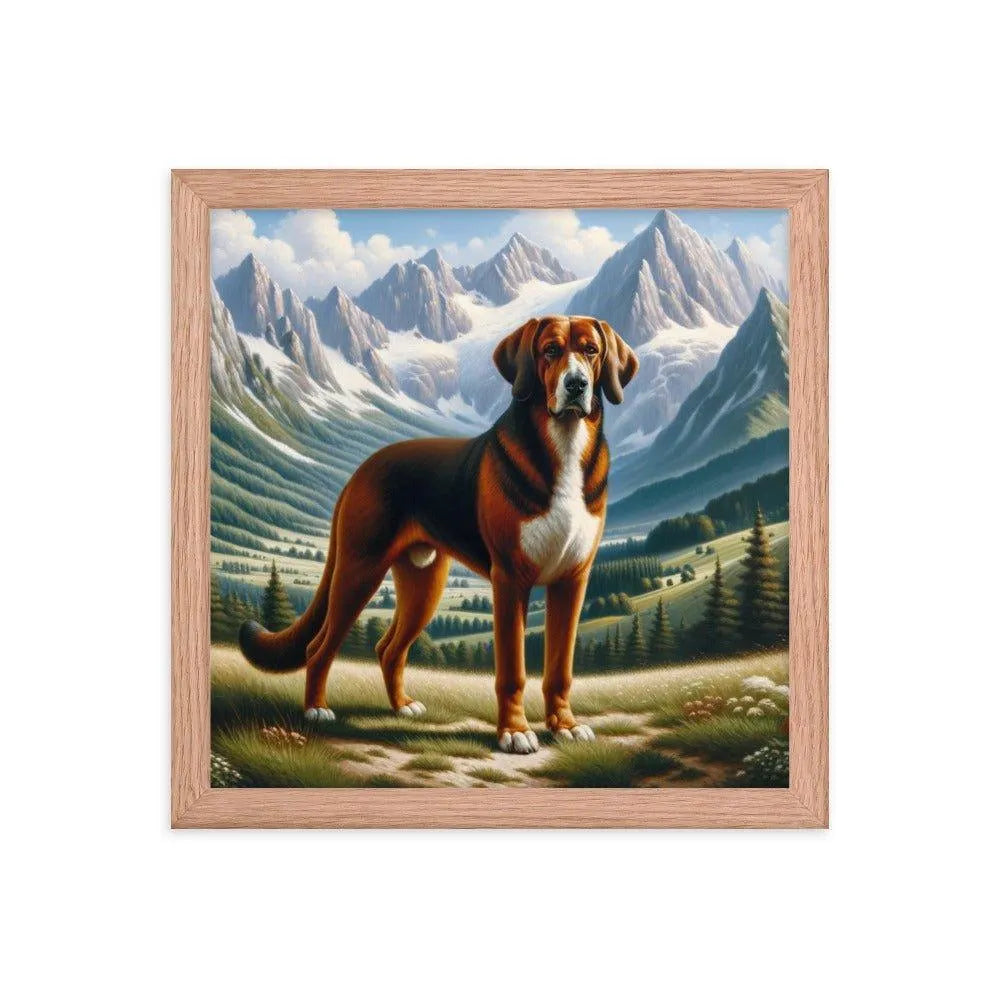 Bavarian Mountain Hound in Alpine Landscape Oil Painting Framed Poster - Oh Posters