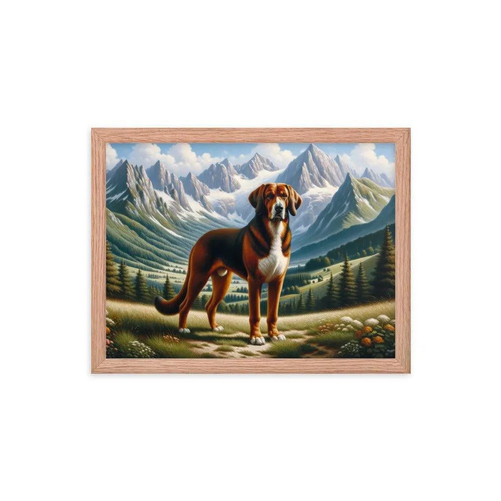 Bavarian Mountain Hound in Alpine Landscape Oil Painting Framed Poster - Oh Posters