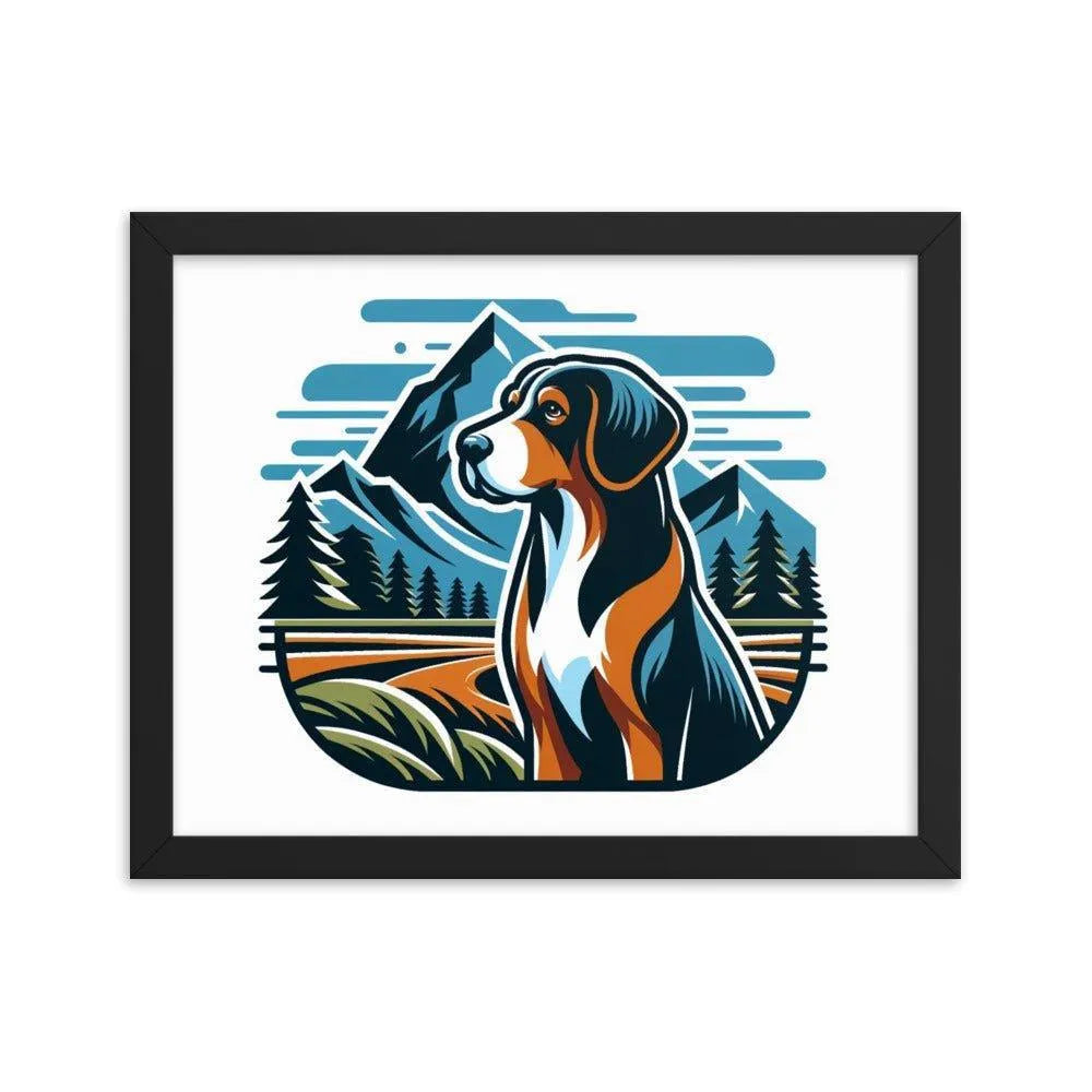 Bavarian Mountain Hound Scenic Landscape Vector Art Framed Poster - Oh Posters