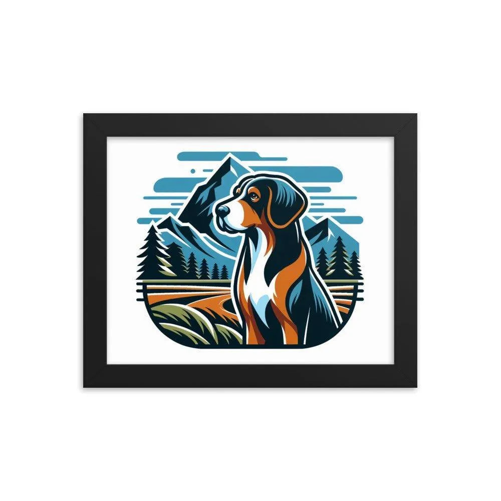 Bavarian Mountain Hound Scenic Landscape Vector Art Framed Poster - Oh Posters