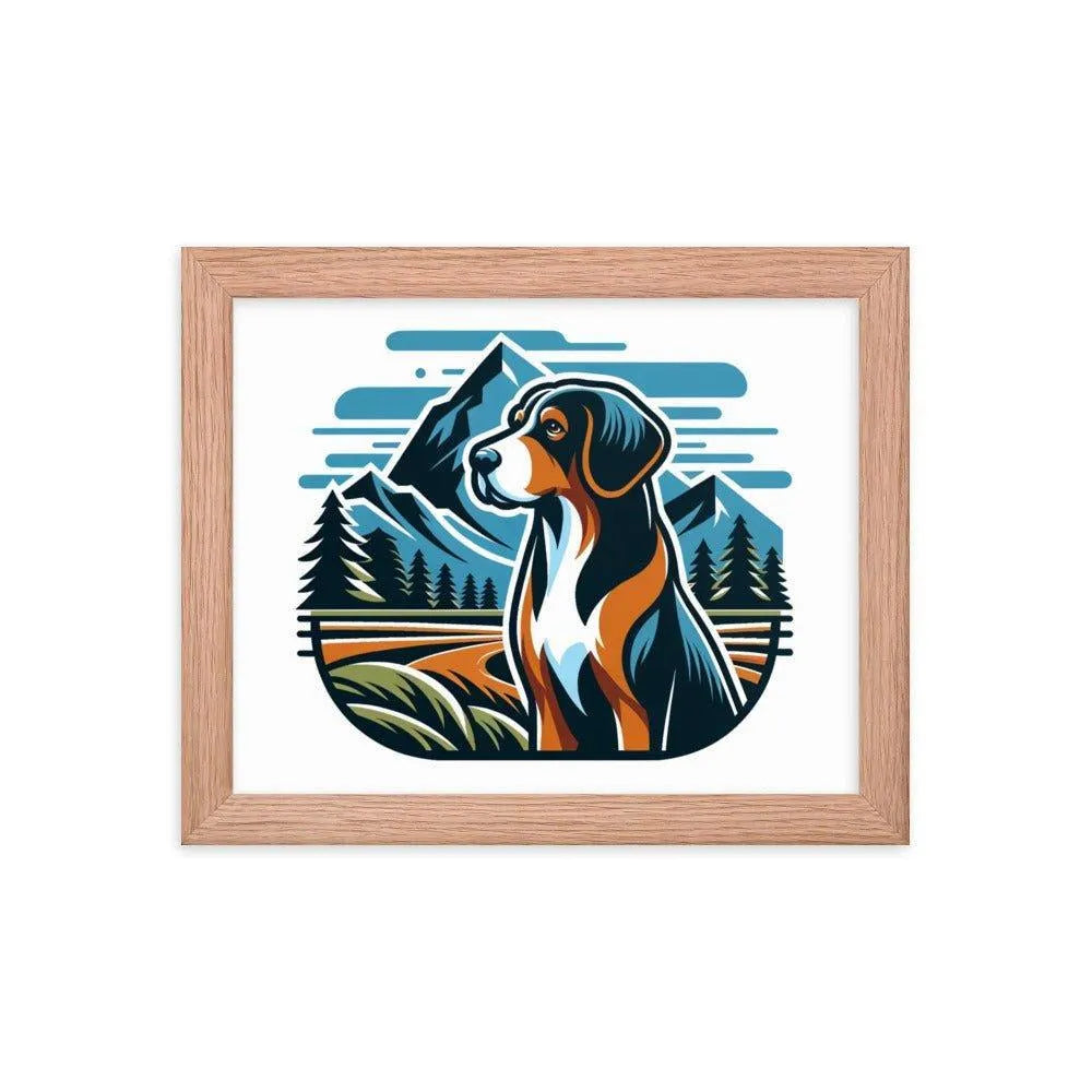 Bavarian Mountain Hound Scenic Landscape Vector Art Framed Poster - Oh Posters