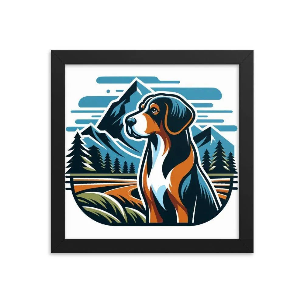 Bavarian Mountain Hound Scenic Landscape Vector Art Framed Poster - Oh Posters