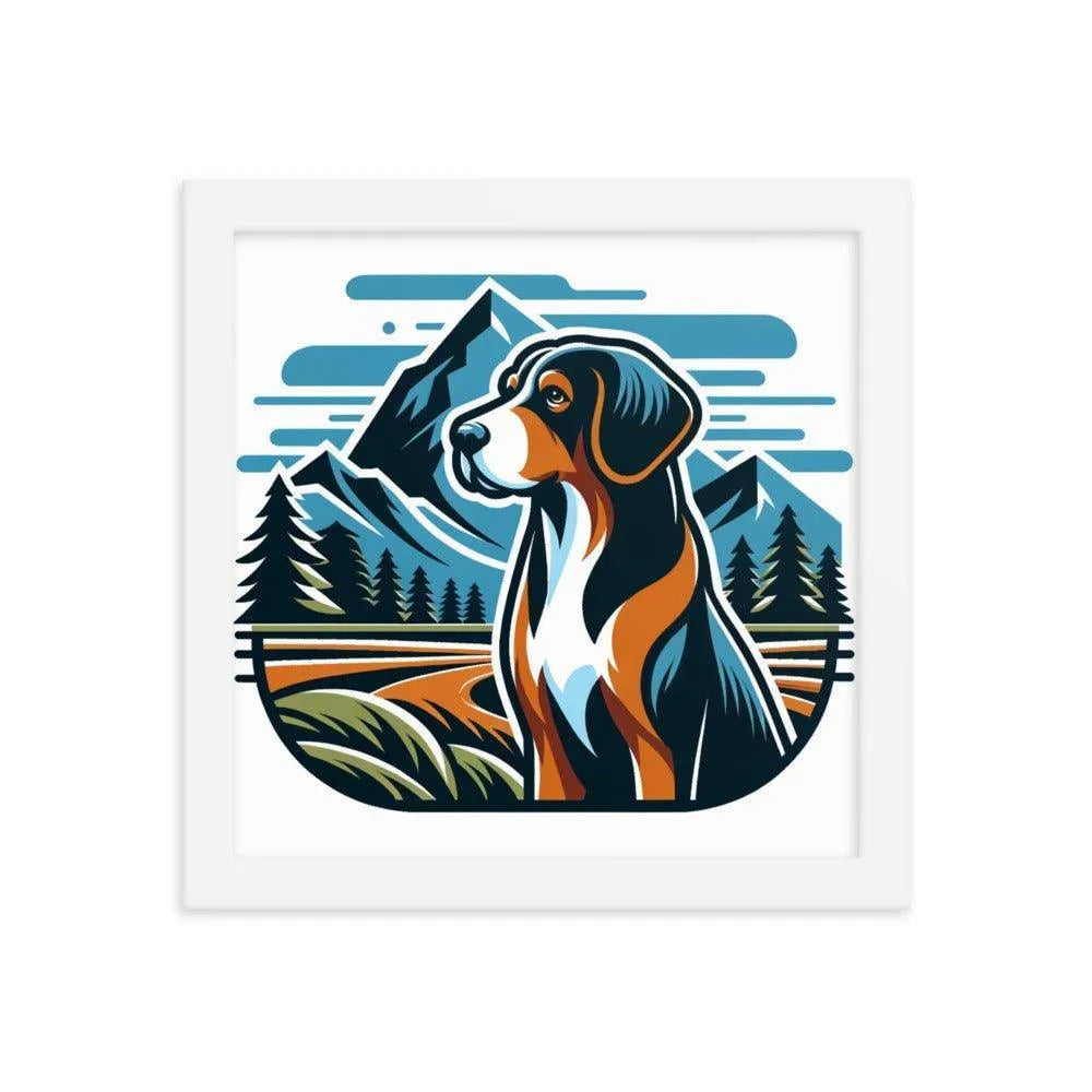 Bavarian Mountain Hound Scenic Landscape Vector Art Framed Poster - Oh Posters