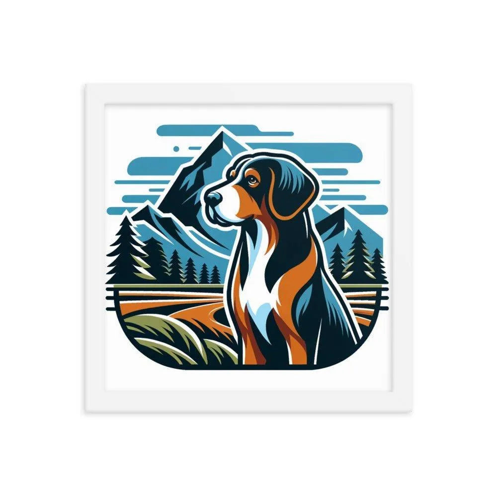 Bavarian Mountain Hound Scenic Landscape Vector Art Framed Poster - Oh Posters