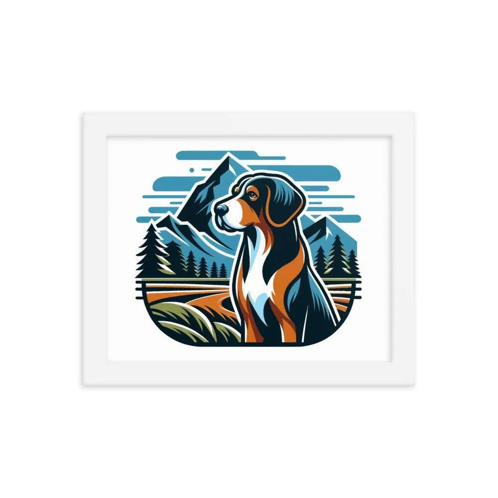 Bavarian Mountain Hound Scenic Landscape Vector Art Framed Poster - Oh Posters