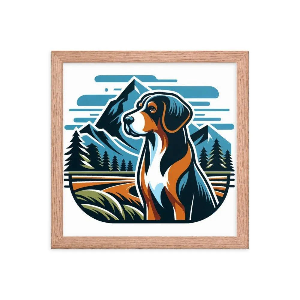 Bavarian Mountain Hound Scenic Landscape Vector Art Framed Poster - Oh Posters