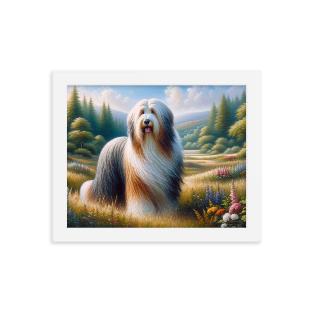 Bearded Collie in Meadow Oil Painting Framed Poster - Oh Posters