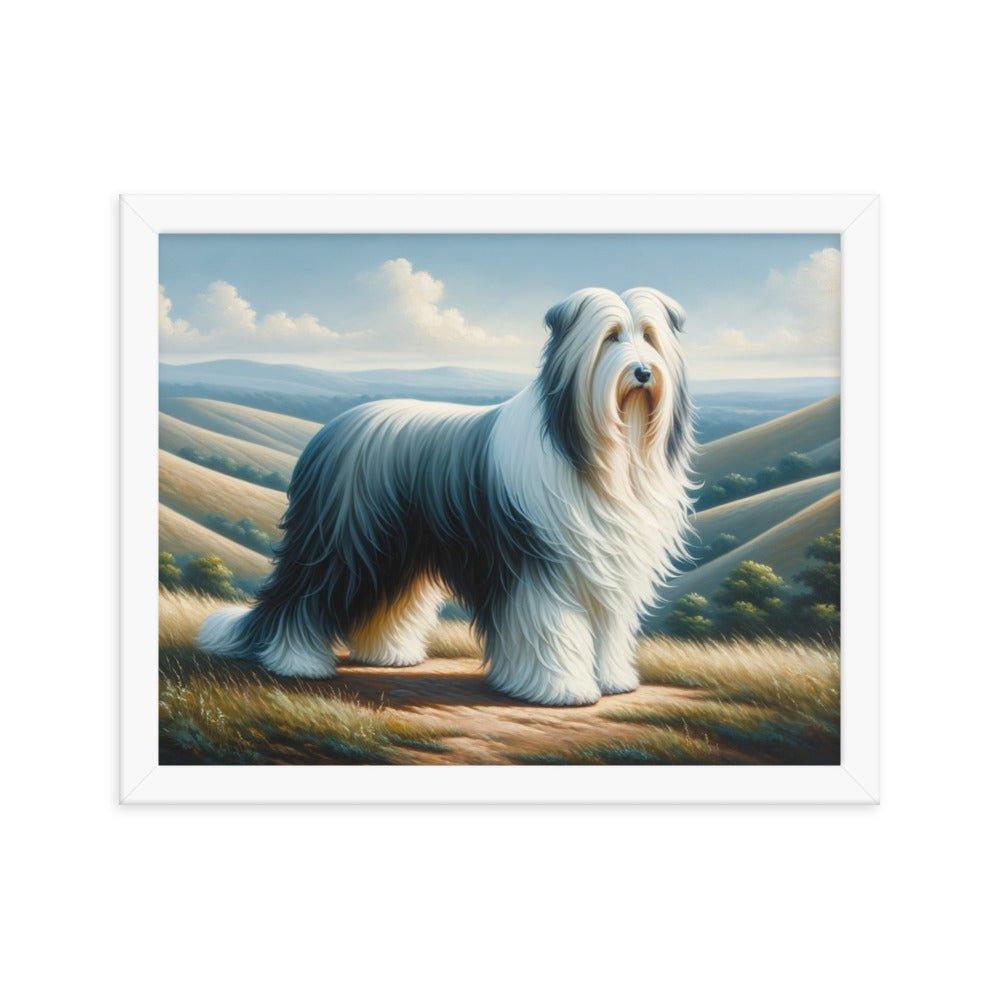 Bearded Collie on Hill Classic Oil Painting Framed Poster - Oh Posters