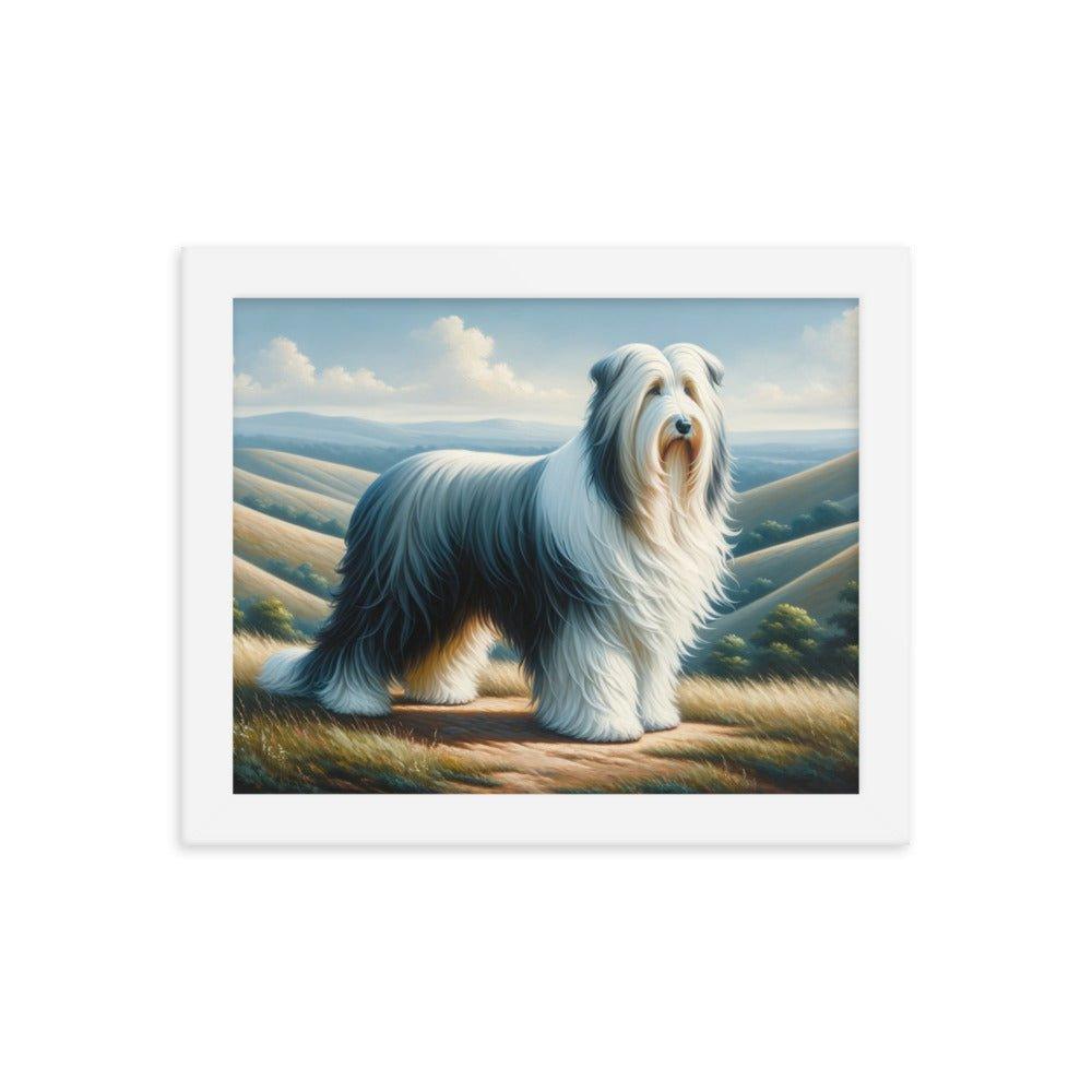 Bearded Collie on Hill Classic Oil Painting Framed Poster - Oh Posters