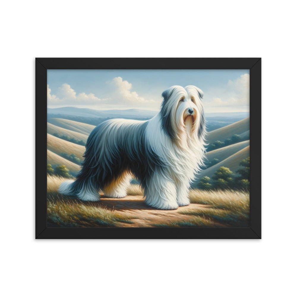 Bearded Collie on Hill Classic Oil Painting Framed Poster - Oh Posters