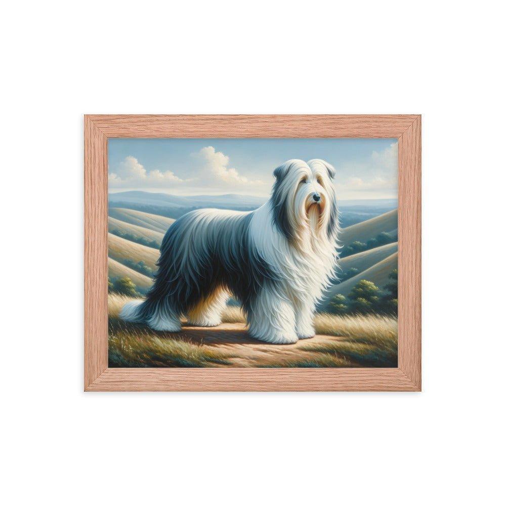 Bearded Collie on Hill Classic Oil Painting Framed Poster - Oh Posters