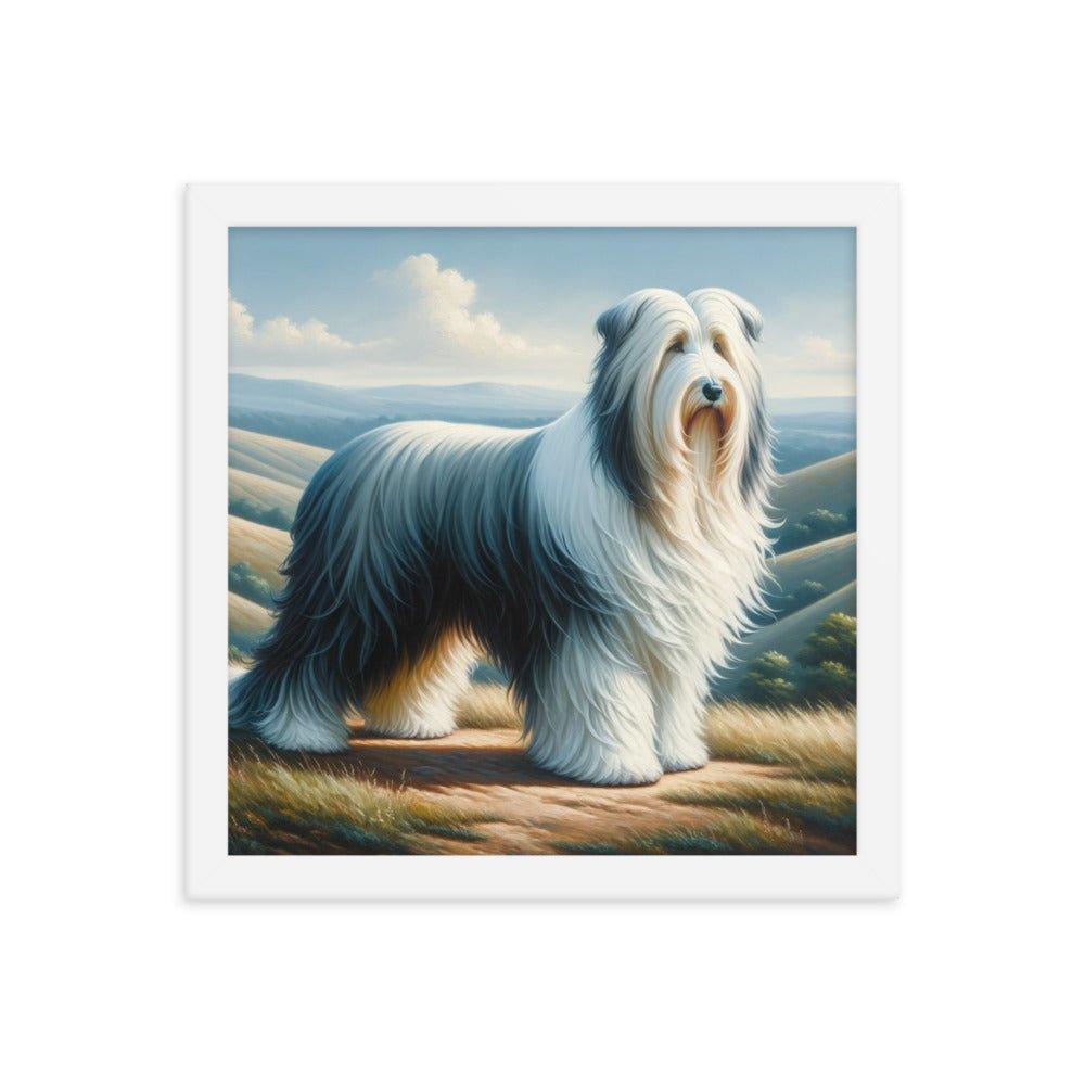 Bearded Collie on Hill Classic Oil Painting Framed Poster - Oh Posters