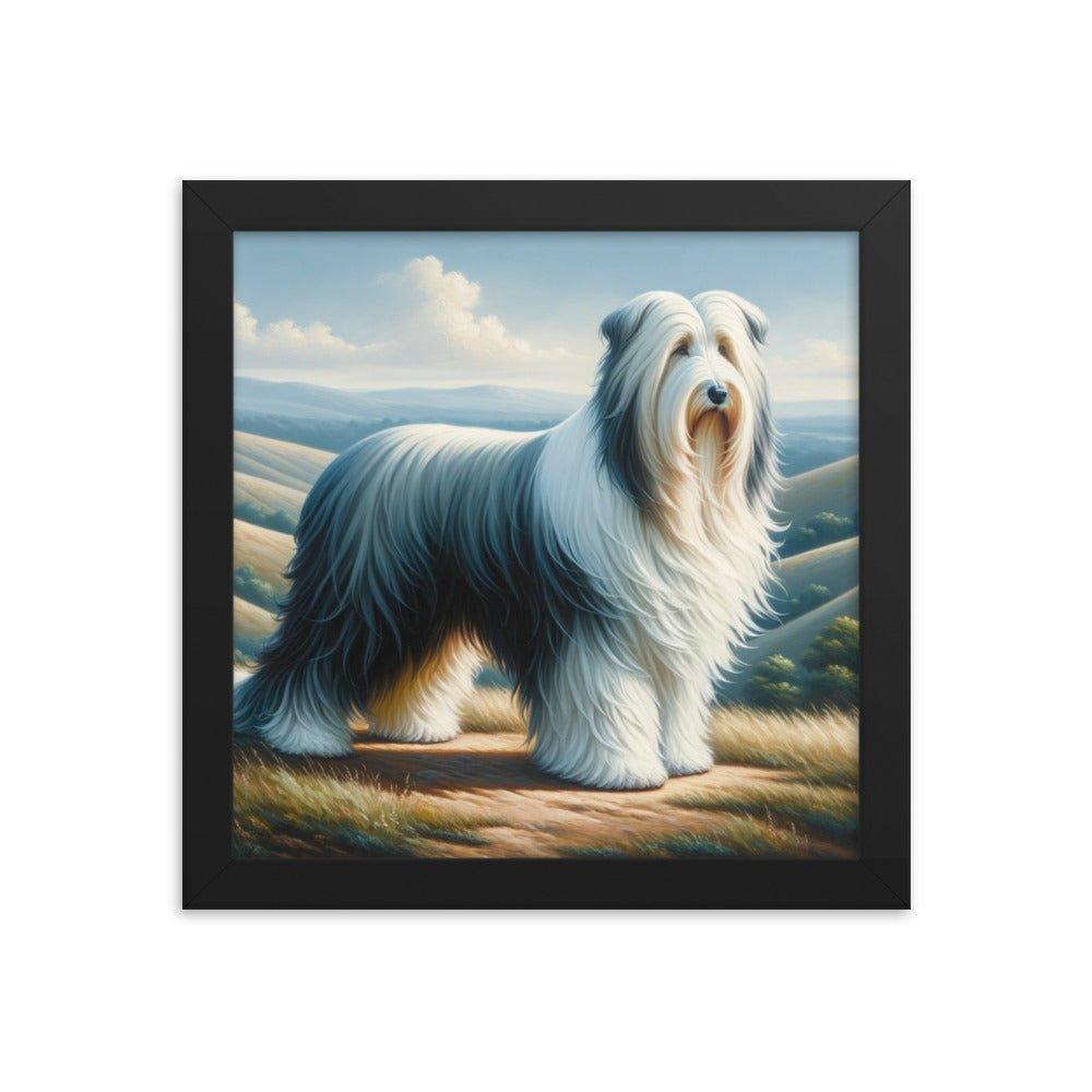 Bearded Collie on Hill Classic Oil Painting Framed Poster - Oh Posters