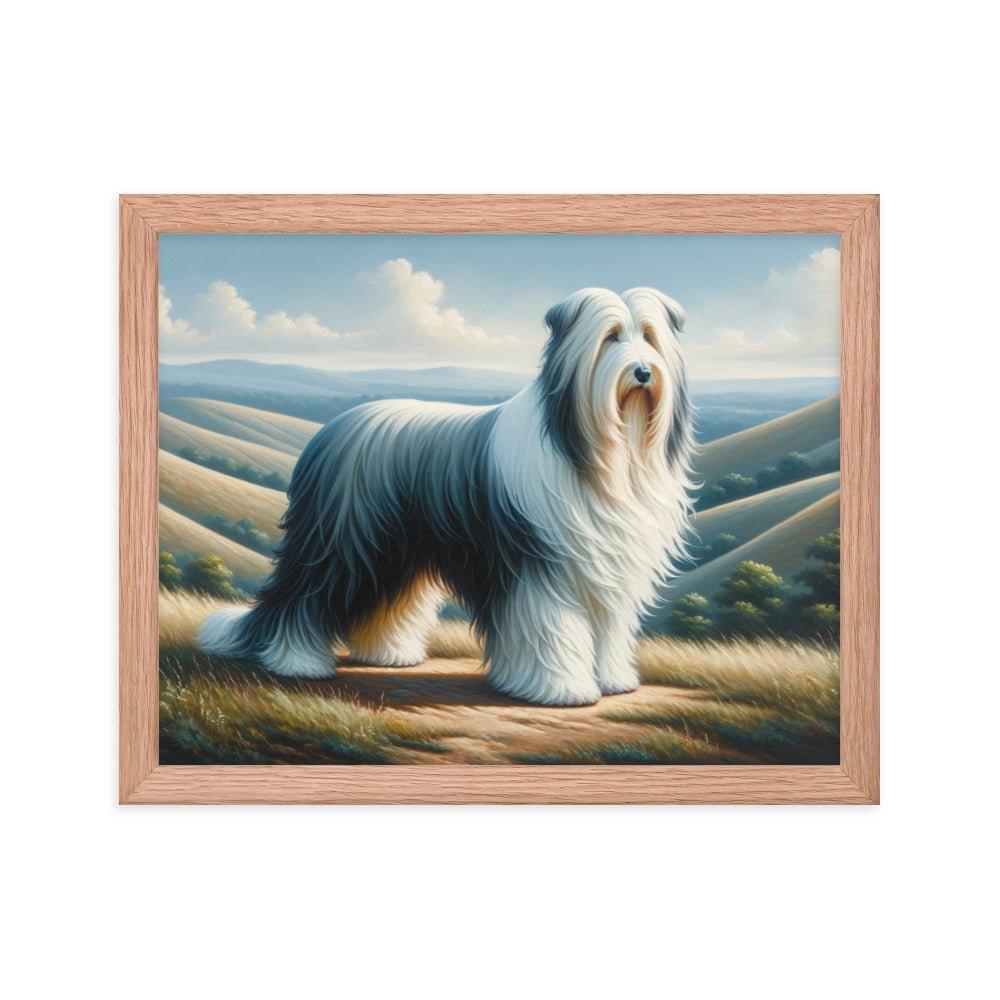 Bearded Collie on Hill Classic Oil Painting Framed Poster - Oh Posters