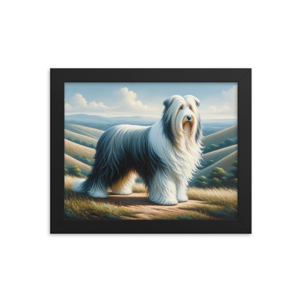 Bearded Collie on Hill Classic Oil Painting Framed Poster - Oh Posters