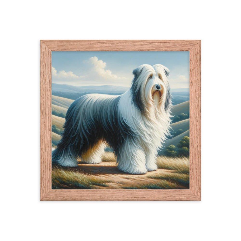 Bearded Collie on Hill Classic Oil Painting Framed Poster - Oh Posters