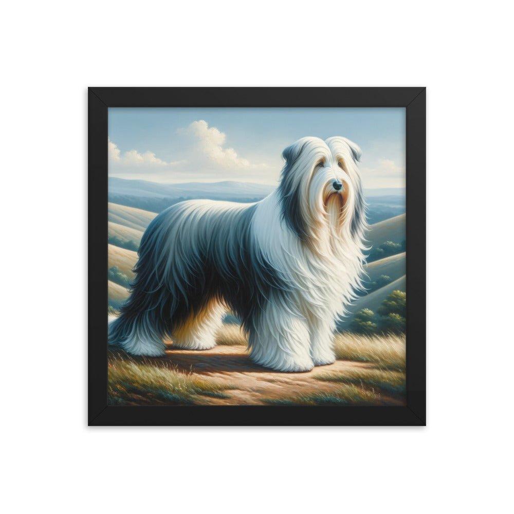 Bearded Collie on Hill Classic Oil Painting Framed Poster - Oh Posters