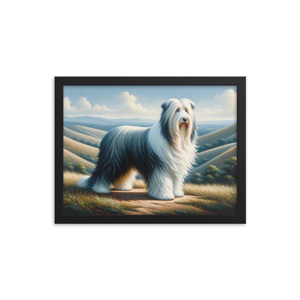 Bearded Collie on Hill Classic Oil Painting Framed Poster - Oh Posters