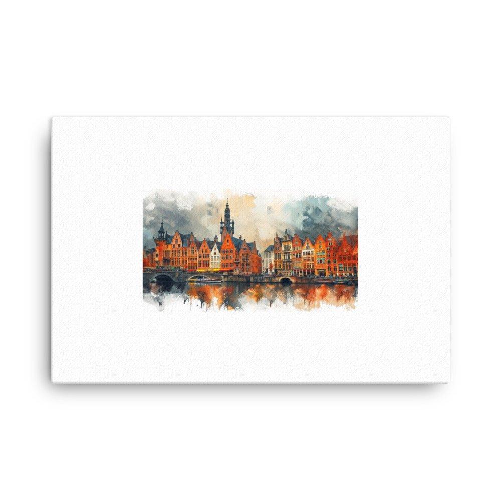 Belgium Ghent Historic Architecture Watercolor Thin Canvas - Oh Posters