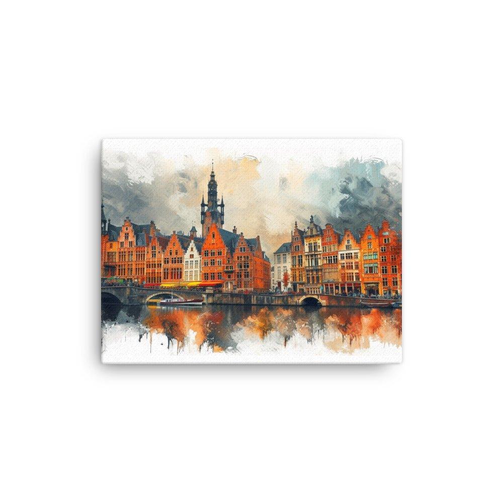 Belgium Ghent Historic Architecture Watercolor Thin Canvas - Oh Posters