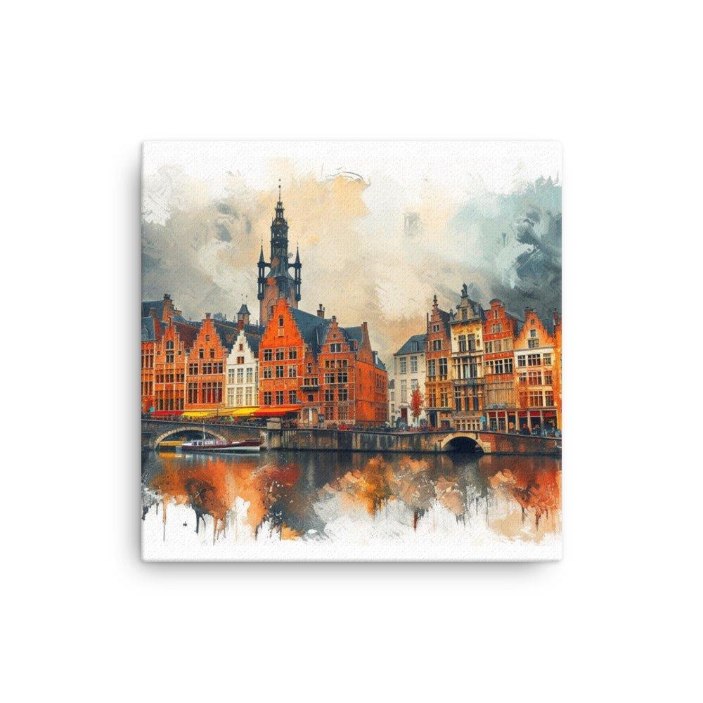 Belgium Ghent Historic Architecture Watercolor Thin Canvas - Oh Posters