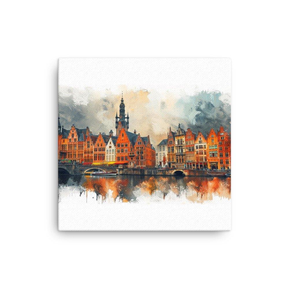 Belgium Ghent Historic Architecture Watercolor Thin Canvas - Oh Posters