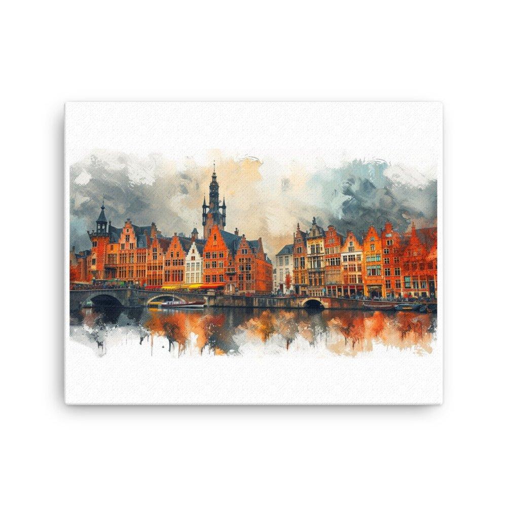 Belgium Ghent Historic Architecture Watercolor Thin Canvas - Oh Posters