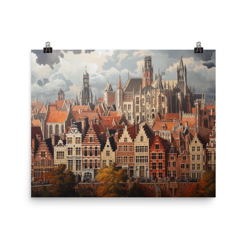 Belgium Old Town Aerial View Classic Architecture Poster - Oh Posters