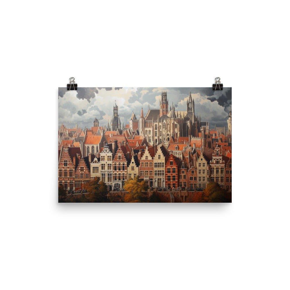 Belgium Old Town Aerial View Classic Architecture Poster - Oh Posters