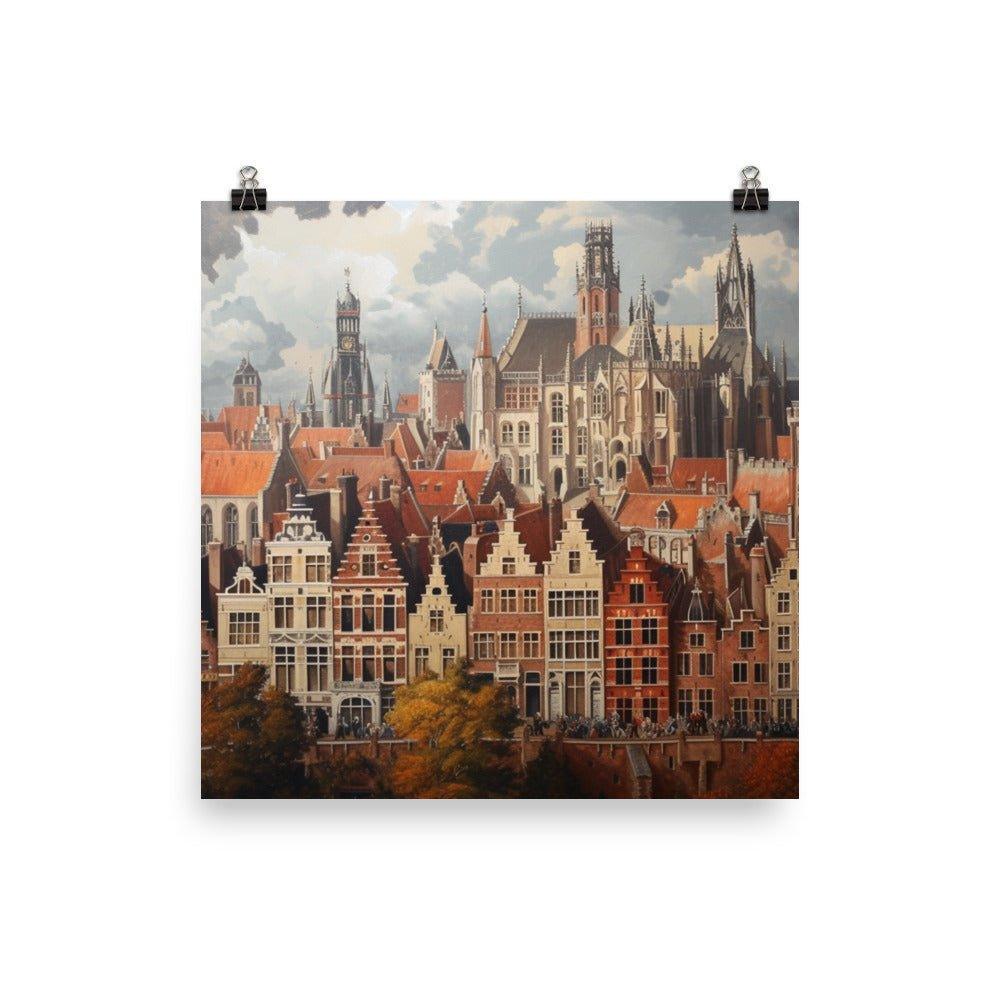 Belgium Old Town Aerial View Classic Architecture Poster - Oh Posters
