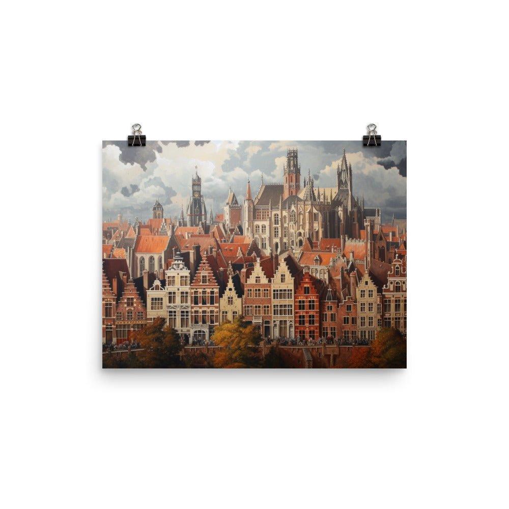 Belgium Old Town Aerial View Classic Architecture Poster - Oh Posters