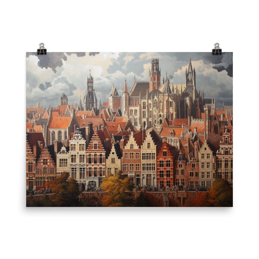 Belgium Old Town Aerial View Classic Architecture Poster - Oh Posters