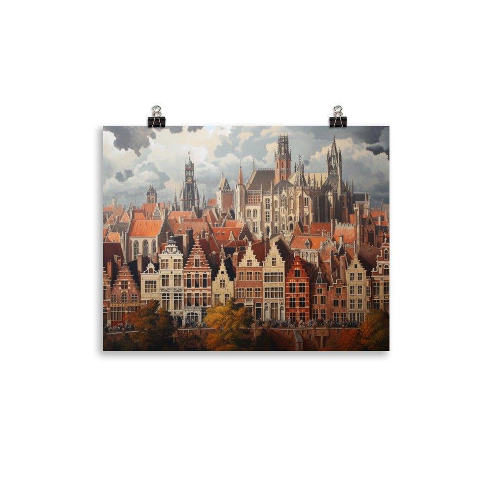 Belgium Old Town Aerial View Classic Architecture Poster - Oh Posters