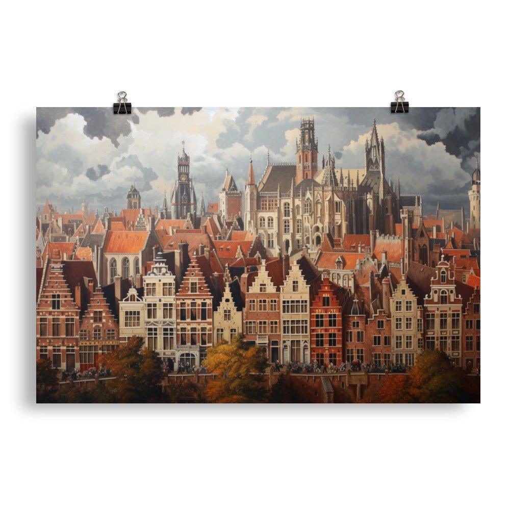 Belgium Old Town Aerial View Classic Architecture Poster - Oh Posters