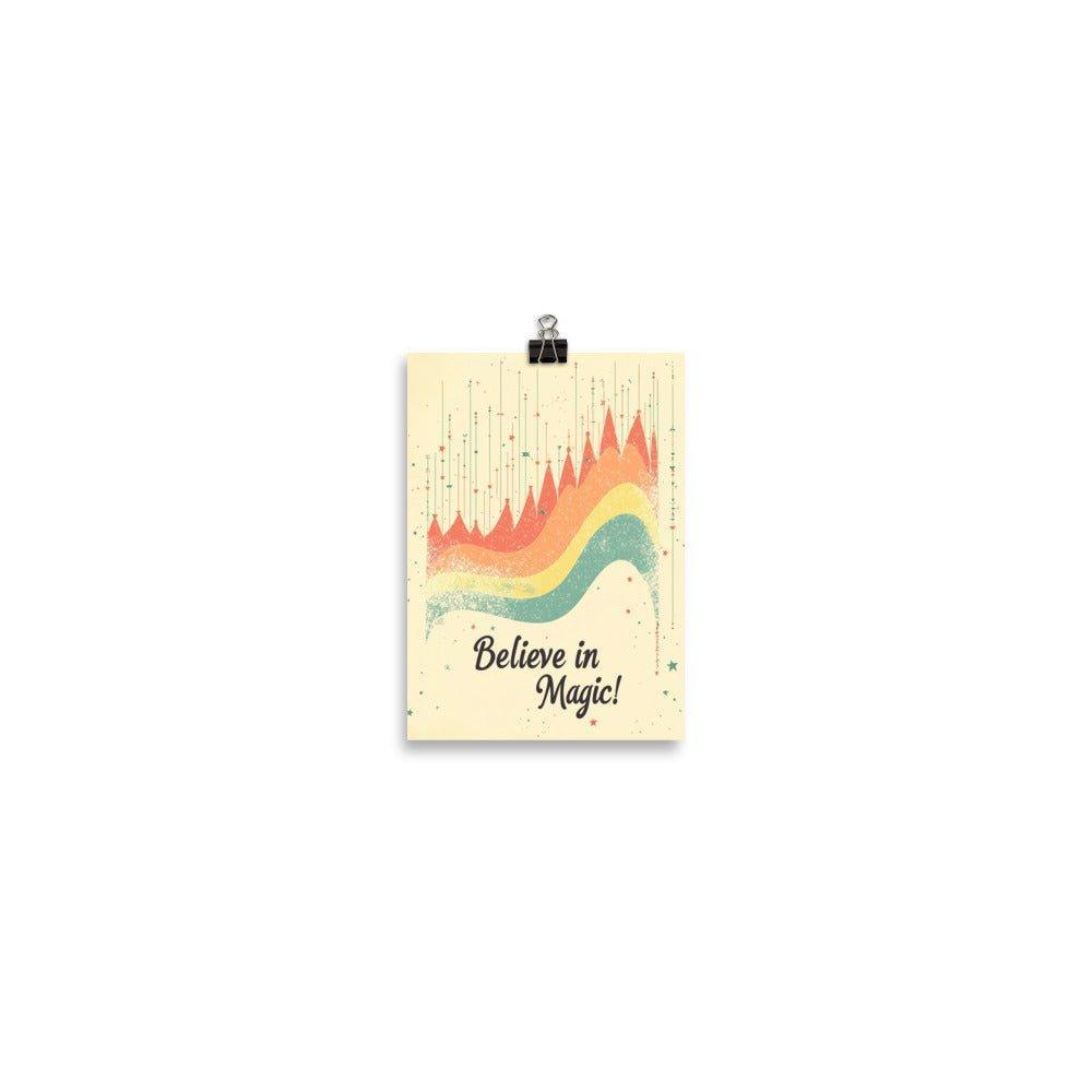 Believe in Magic Retro Wave Design with Stars on Beige Poster - Oh Posters