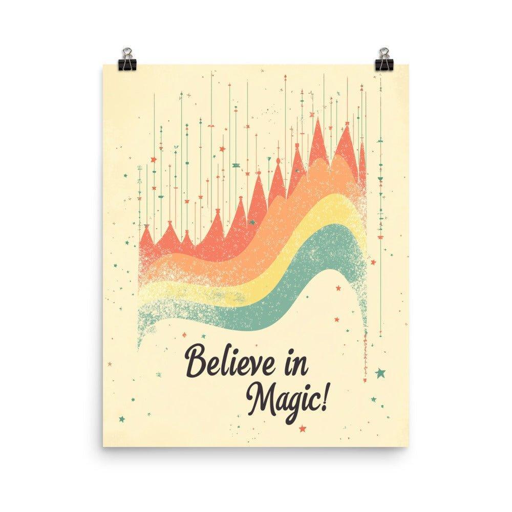 Believe in Magic Retro Wave Design with Stars on Beige Poster - Oh Posters