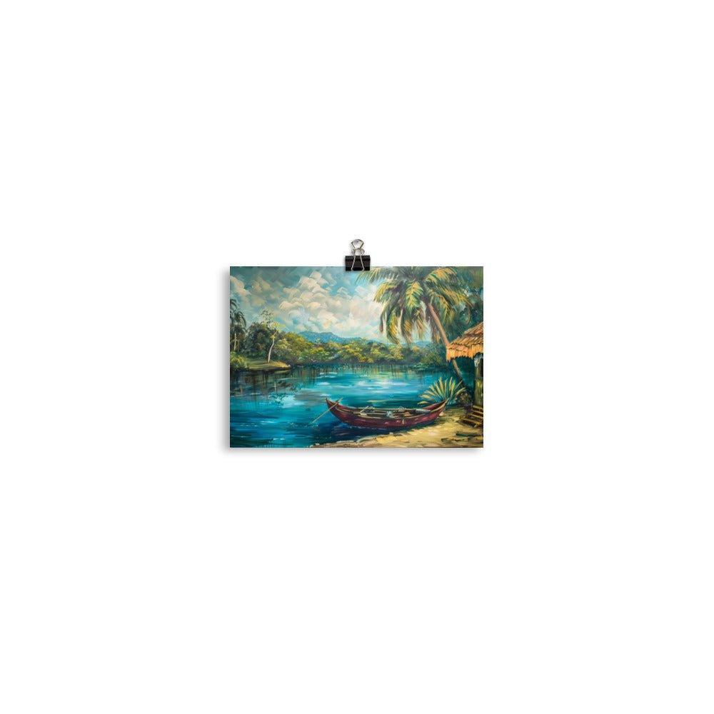 Belize Jungle Riverside Hut Painting Poster - Oh Posters