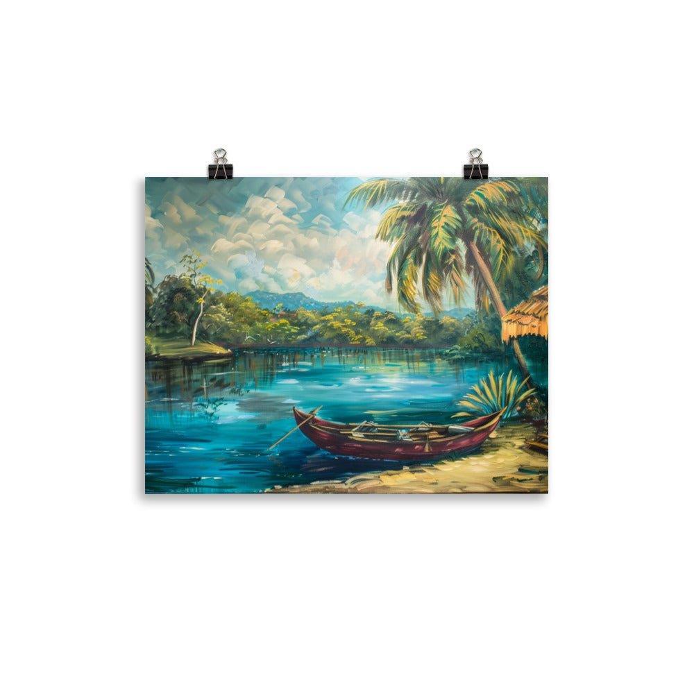 Belize Jungle Riverside Hut Painting Poster - Oh Posters