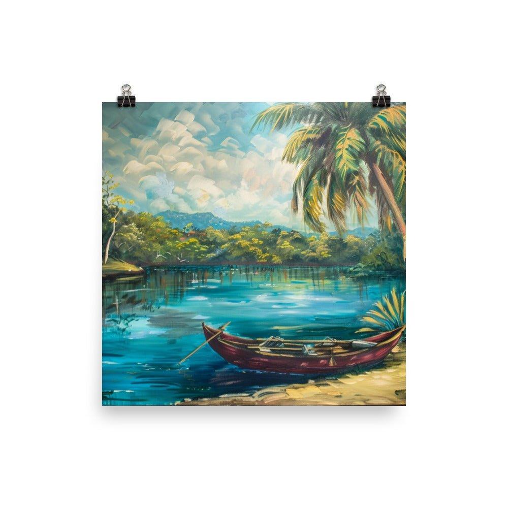 Belize Jungle Riverside Hut Painting Poster - Oh Posters