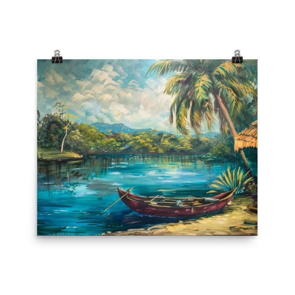 Belize Jungle Riverside Hut Painting Poster - Oh Posters