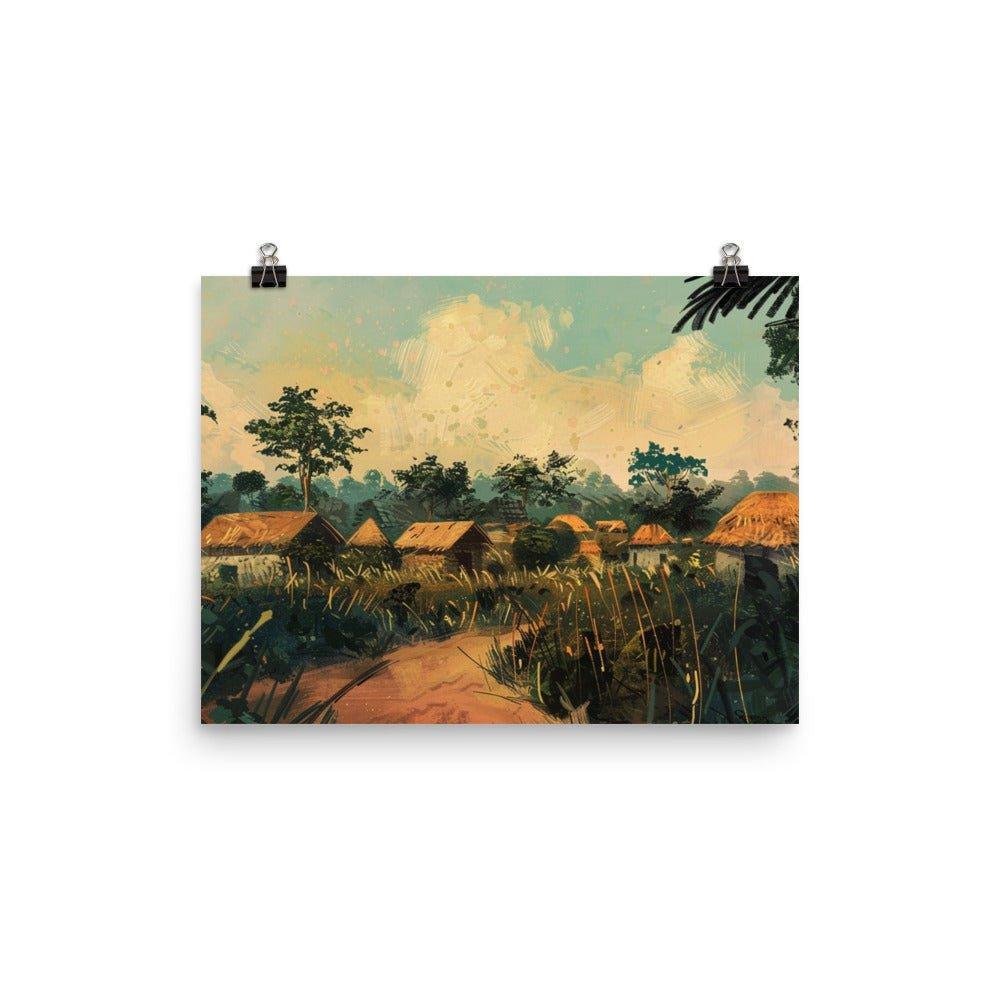 Benin Village Scene Acrylic Painting Poster - Oh Posters