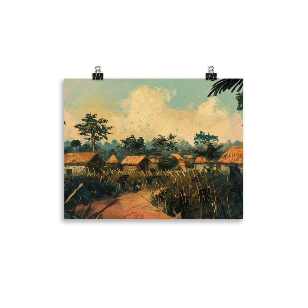 Benin Village Scene Acrylic Painting Poster - Oh Posters
