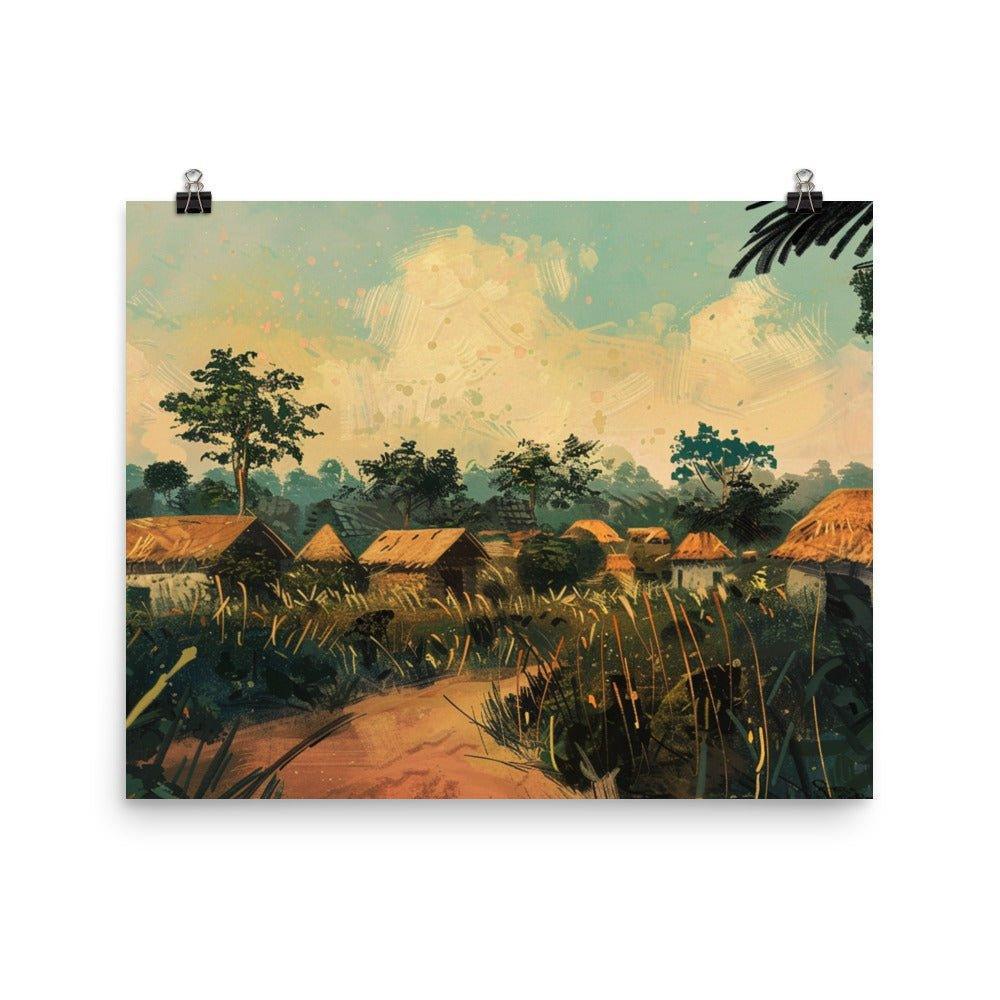 Benin Village Scene Acrylic Painting Poster - Oh Posters